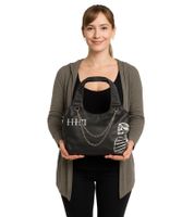Borsa a tracolla da donna con tracolla larga, motivo: band punk rock degli HIM, LB103930HIM0, nera/grigia