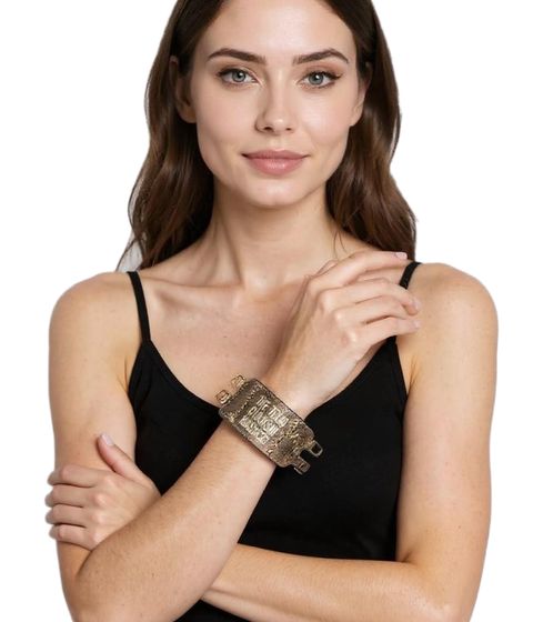 Bracciale con scritta "Non aprite quella porta", gadget per fan, gioiello da braccio, WB104750TCM3 Marrone