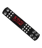 Bracciale Bleeding Through, fascia metalcore con logo, fan merchandising, bracciale in pelle WB106265BTH3, nero Bracciale Bleeding Through, fascia metalcore con logo, fan merchandising, bracciale in pelle WB106265BTH3, nero