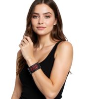 Bracciale Bleeding Through, fascia metalcore con logo, fan merchandising, bracciale in pelle WB106265BTH3, nero Bracciale Bleeding Through, fascia metalcore con logo, fan merchandising, bracciale in pelle WB106265BTH3, nero