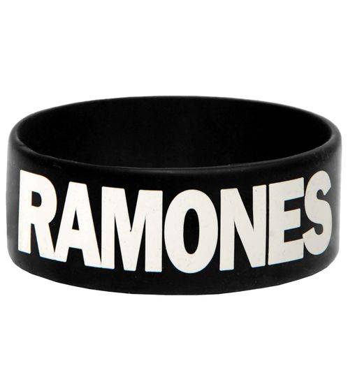 Ramones Rubber Bracelet Punk Band with Ramones Lettering Fan Merchandise WB151095RAM Black/White