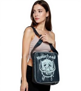 Borsa a tracolla Motörhead Rock Band, borsa a tracolla, borsa per laptop, gadget per fan, 33 x 30 x 4 cm, nera
