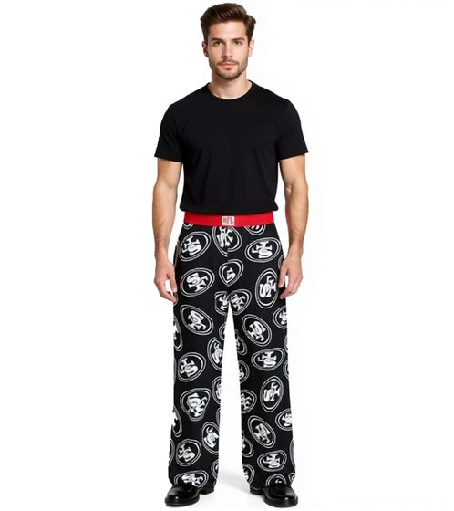 RE:COVERED X NFL San Francisco 49ers Loungepants Herren Schlafanzug-Hose mit Team-Logo Pyjama-Hose RCNFL1396 Schwarz/Weiß