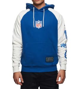 RE:COVERED X NFL Indianapolis Colts For the Shoe Sudadera con capucha para hombre con estampado de logotipo, sudadera de algodón, camiseta de manga larga, RCNFL1569 Azul/Blanco