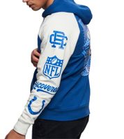 RE:COVERED X NFL Indianapolis Colts For the Shoe Sudadera con capucha para hombre con estampado de logotipo, sudadera de algodón, camiseta de manga larga, RCNFL1569 Azul/Blanco