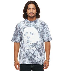 T-shirt tie-dye Halloween homme RE:COVERED X John Carpenter, col ras du cou, motif fan, RCSTC117, gris/blanc T-shirt tie-dye Halloween homme RE:COVERED X John Carpenter, col ras du cou, motif fan, RCSTC117, gris/blanc