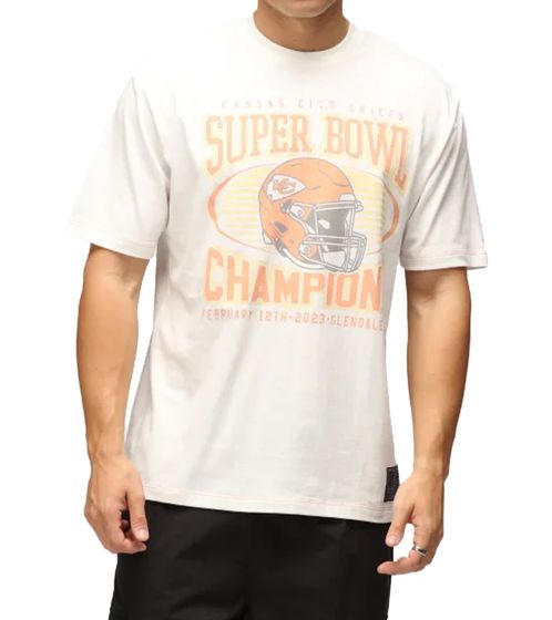 RE:COVERED X NFL Kansas City Chiefs - Camiseta de hombre con estampado de campeones, algodón RCNFL1559, color crudo-blanco