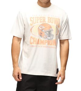 T-shirt homme RE:COVERED X NFL Kansas City Chiefs avec imprimé Champions, en coton, RCNFL1559, écru-blanc T-shirt homme RE:COVERED X NFL Kansas City Chiefs avec imprimé Champions, en coton, RCNFL1559, écru-blanc