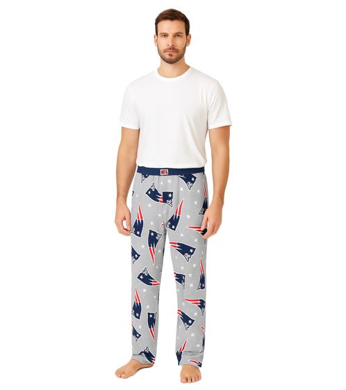 RE:COVERED X NFL Pantalones de pijama de algodón para hombre de los New England Patriots con el logotipo del equipo, RCNFL1399 Gris