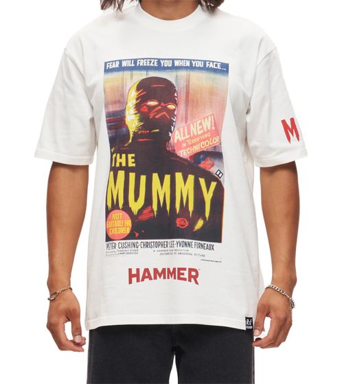 RE:COVERED X HAMMER Camiseta "La Momia" para hombre con estampado grande frontal, algodón RCSTC109, color crudo-blanco