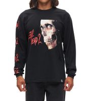 RE:COVERED X Studio Canal Evil Dead 2 Herren Langarm-Shirt mit Horror-Gesichtsprint Baumwoll-Longsleeve Pullover RCSTC115 Schwarz