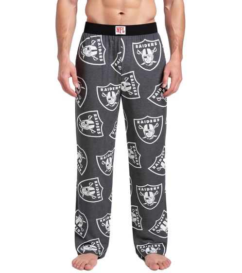 Pantaloni da salotto da uomo RE:COVERED X NFL Las Vegas Raiders con logo della squadra, pantaloni da pigiama in cotone, RCNFL1406 Grigio