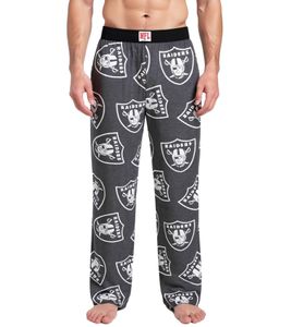 Pantaloni da salotto da uomo RE:COVERED X NFL Las Vegas Raiders con logo della squadra, pantaloni da pigiama in cotone, RCNFL1406 Grigio