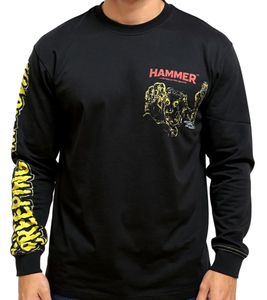 RE:COVERED X Hammer Horror Creeping Unknown - Camisa de manga larga para hombre con estampado grande en la espalda, jersey de algodón RCSTC110, color negro