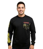 T-shirt manches longues homme RE:COVERED X Hammer Horror Creeping Unknown avec grand imprimé dans le dos, pull en coton à manches longues RCSTC110, noir