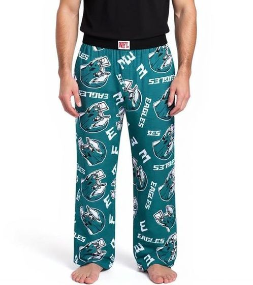 RE:COVERED X NFL Philadelphia Eagles Loungepants Herren Schlafanzug-Hose mit Team-Logo Baumwolle Pyjama-Hose RCNFL1461 Midnight-Grün