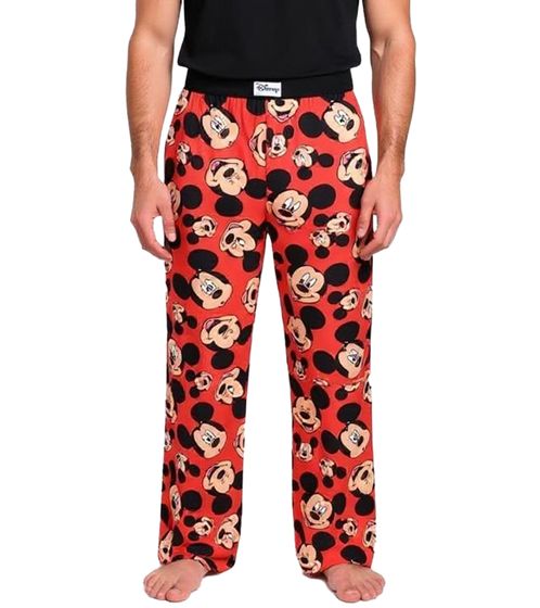 RE:COVERED X Disney Mickey Mouse Loungepants Herren Schlafanzug-Hose mit Mickey Mouse Print Baumwolle Pyjama-Hose RCDIF2103 Rot