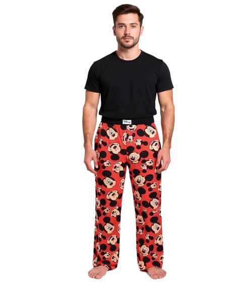 RE:COVERED X Disney Mickey Mouse Pantalones de Pijama para Hombre con Estampado de Mickey Mouse, Algodón, RCDIF2103 Rojo