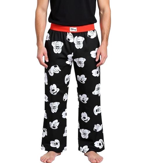 RE:COVERED X Disney Mickey Mouse Lounge Pants Men's Pajama Pants with Mickey Mouse Print, Cotton Pajama Pants, RCDIF2106, Black/White