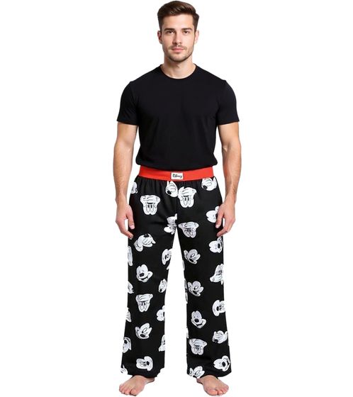 RE:COVERED X Disney Mickey Mouse Loungepants Herren Schlafanzug-Hose mit Mickey Mouse Print Baumwolle Pyjama-Hose RCDIF2106 Schwarz/Weiß