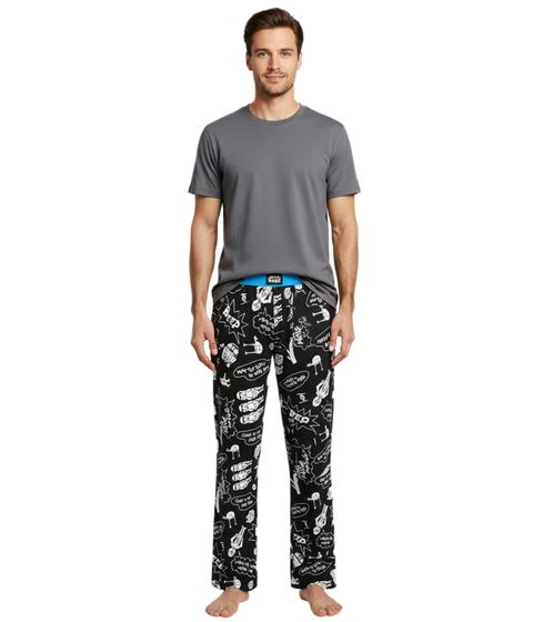 RE:COVERED X Pantalon de pyjama Star Wars pour homme avec imprimé Star Wars Comics, pantalon de détente en coton RCDIF2108 noir/blanc