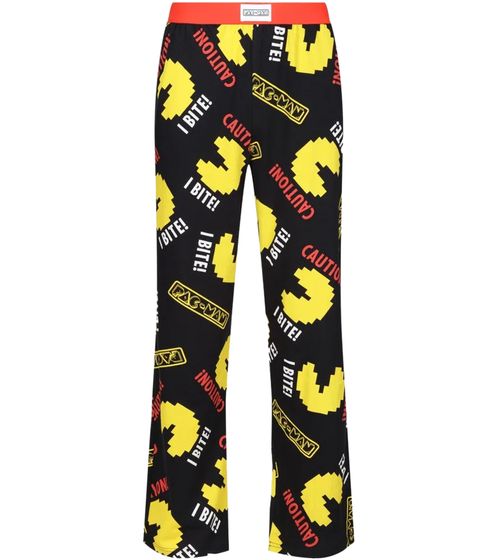 RE:COVERED X Pac-Man Caution I Bite - Pantalones de pijama para hombre con estampado integral de Pac-Man, RCPCM401, Negro/Amarillo
