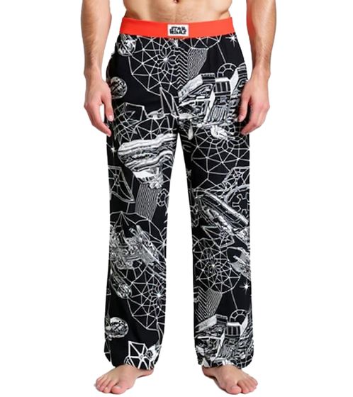 RE: COVERED X Star Wars™ Herren Loungepants mit Raumschiff-Print Schlafanzug-Hose aus Baumwolle Modell RCDIF2107 Schwarz/Weiß