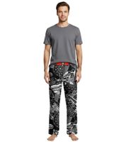RE: COVERED X Star Wars™ Herren Pyjama-Hose Loungepants mit Raumschiff-Print Schlafanzug-Hose aus Baumwolle Modell RCDIF2107 Schwarz/Weiß