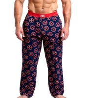 Pantaloni da pigiama RE:COVERED X MARVEL Deadpool Icon Repeat da uomo con stampa Deadpool PCMARV504 blu navy/rosso
