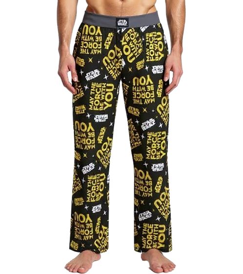 RE:COVERED X Star Wars Loungepants Herren Schlafanzug-Hose mit "The Force Be With You" Print Pyjama-Hose PCSTW1828 Schwarz/Gelb