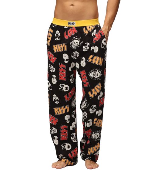 RE:COVERED X KISS Loungepants Herren Schlafanzug-Hose mit KISS-Logo Pyjama-Hose Baumwoll-Hose RCEPIC347 Schwarz
