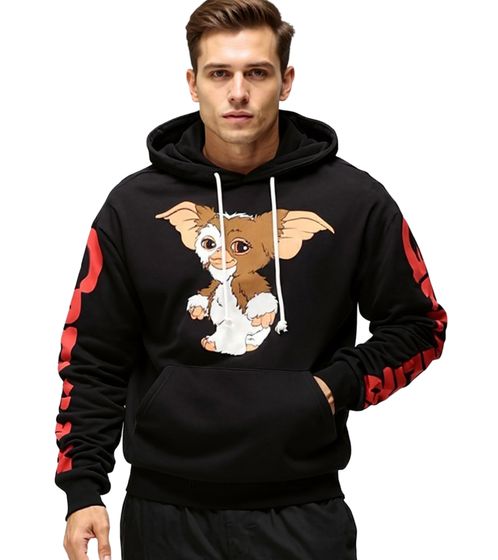 Felpa con cappuccio da uomo RE:COVERED X Gremlins con toppa Gremlins, felpa in cotone, maglia a maniche lunghe, RCWARN558, nero
