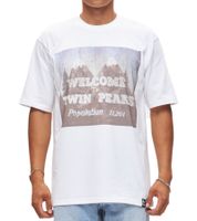 T-shirt homme RE:COVERED X Twin Peaks avec grand imprimé sur le devant, en coton, manches courtes, RCVCM692 Blanc