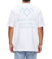T-shirt homme RE:COVERED X Twin Peaks avec grand imprimé sur le devant, en coton, manches courtes, RCVCM692 Blanc