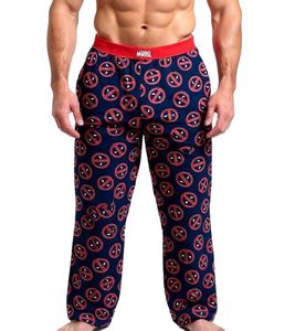 Pantaloni da pigiama RE:COVERED X MARVEL Deadpool Icon Repeat da uomo con stampa Deadpool PCMARV504 Nero/rosso