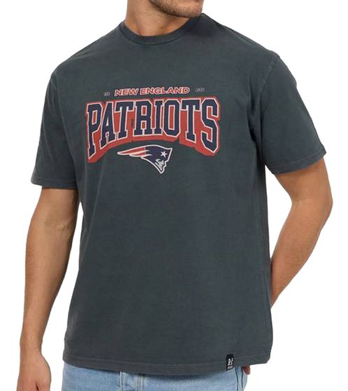 RE:COVERED X NFL New England Patriots Herren T-Shirt mit Logo-Print Baumwoll-Shirt Rundhals-Shirt MMNFL1207 Grau