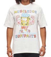 T-shirt homme RE:COVERED X Nickelodeon Bob l'éponge en coton, col rond, RCVCM684, écru-blanc