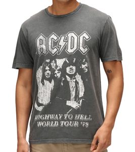 T-shirt homme RE:COVERED X ACDC, Tournée mondiale Highway to Hell, en coton, grand imprimé, col rond, MMPER863 Gris T-shirt homme RE:COVERED X ACDC, Tournée mondiale Highway to Hell, en coton, grand imprimé, col rond, MMPER863 Gris