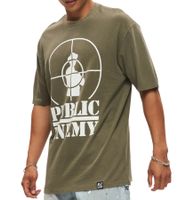 RE:COVERED X PUBLIC ENEMY Herren T-Shirt Baumwoll-Shirt mit großem Print Rundhals-Shirt RCBVD3836 Khaki