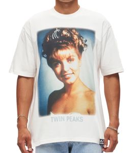 T-shirt homme RE:COVERED X Twin Peaks en coton imprimé photo Laura Palmer, manches courtes, RCVCM691, écru-blanc