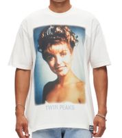RE:COVERED X Twin Peaks Herren T-Shirt Laura Palmer Fotoprint Baumwoll-Shirt Kurzarm-Shirt RCVCM691 Ecru-Weiß