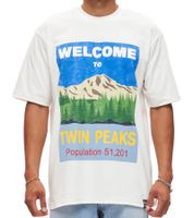 RE:COVERED X Twin Peaks Herren T-Shirt Welcome to Twin Peaks Print Baumwoll-Shirt Kurzarm-Shirt RCVCM690 Ecru-Weiß