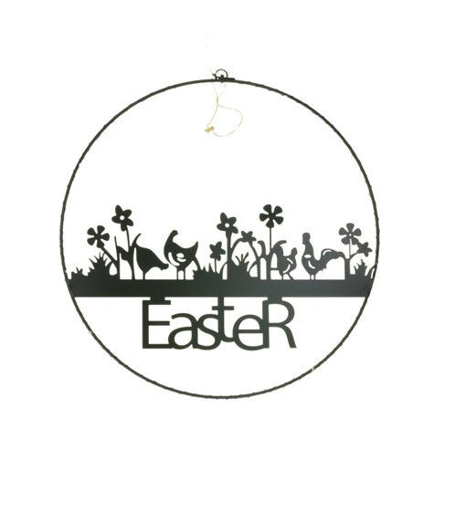 Adorno de Pascua con letras de Pascua y guirnalda de luces, decoración para puerta, 35 cm, 910234, color negro.