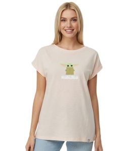 RE:COVERED X STAR WARS Damen T-Shirt mit Mandalorian-Print Baumwoll-Shirt MMSTW2418 Apricot