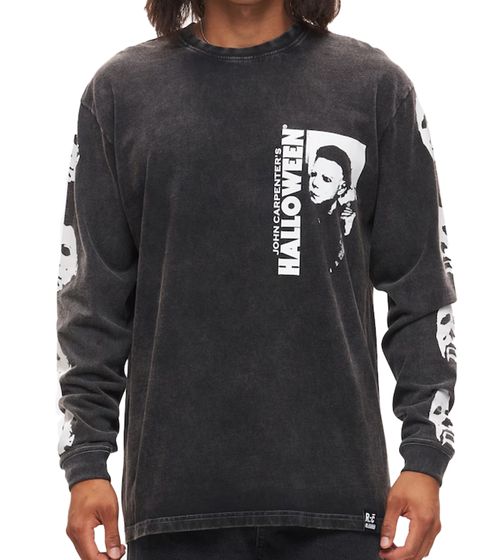 Maglione da uomo a maniche lunghe in cotone con stampa vintage RE:COVERED X Studio Canal Halloween RCSTC116, nero lavato