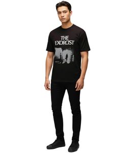 RE:COVERED X THE EXORCIST FILM Herren T-Shirt mit Foto-Print Baumwoll-Shirt Rundhals-Shirt RCWARN559 Schwarz RE:COVERED X THE EXORCIST FILM Herren T-Shirt mit Foto-Print Baumwoll-Shirt Rundhals-Shirt RCWARN559 Schwarz