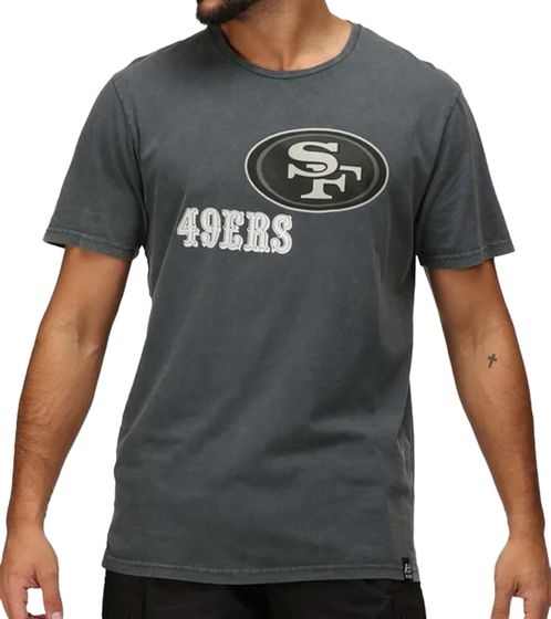 T-shirt da uomo RE:COVERED X NFL San Francisco 49ers con stampa del logo, girocollo in cotone, RCNFL1317A Grigio