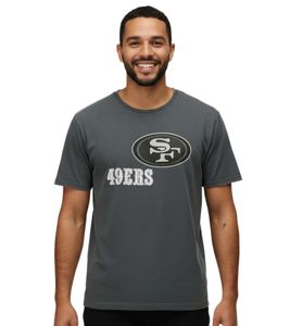 RE:COVERED X NFL San Francisco 49érs Herren T-Shirt mit Logo-Print Baumwoll-Shirt Rundhals-Shirt RCNFL1317A Grau