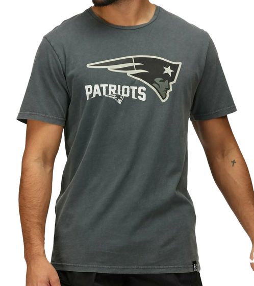 RE:COVERED X NFL New England Patriots Herren T-Shirt mit Logo-Print Baumwoll-Shirt Rundhals-Shirt RCNFL1317F Grau