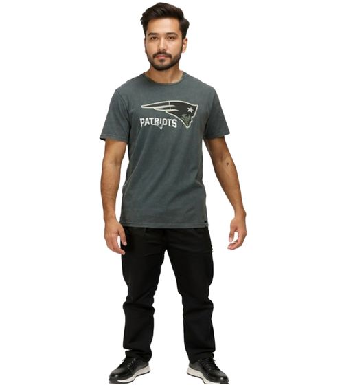 RE:COVERED X NFL New England Patriots Herren T-Shirt mit Logo-Print Baumwoll-Shirt Rundhals-Shirt RCNFL1317F Grau